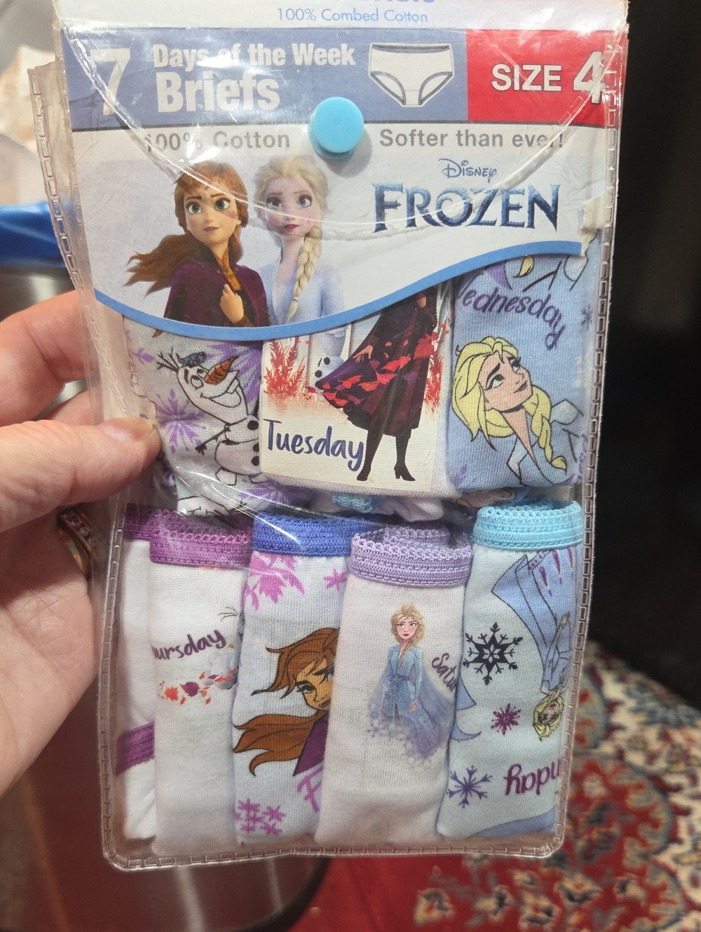 Disney Frozen 7-Pack Girls Briefs - White, Purple & Light Blue